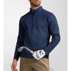 imageAlex Vando Mens Long Sleeve Zipper Golf Shirts Color Block Texture Polo Shirt for MenNavy
