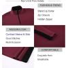imageAlex Vando Mens Long Sleeve Zipper Golf Shirts Color Block Texture Polo Shirt for MenWine