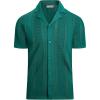 imageAlex Vando Mens Knitted Dress Shirts 8Way Stretch Easy Care Solid Short Sleeve Shirt for MenHerringbone Green