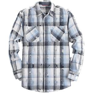 imageAlex Vando Mens Button Down Shirts Regular Fit Long Sleeve Casual Plaid Flannel ShirtDistressed Blue
