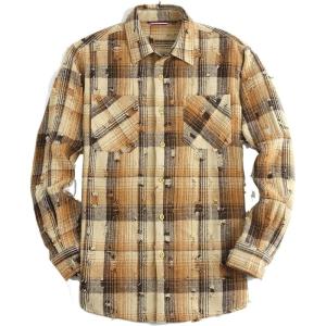 imageAlex Vando Mens Button Down Shirts Regular Fit Long Sleeve Casual Plaid Flannel ShirtDistressed Brown
