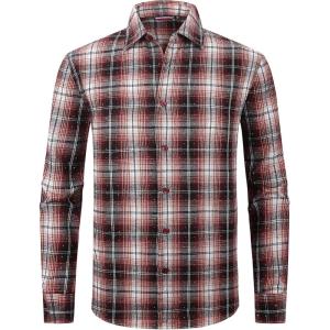 imageAlex Vando Mens Button Down Shirts Regular Fit Long Sleeve Casual Plaid Flannel ShirtRhinestone WineBlack