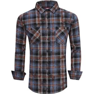 imageAlex Vando Mens Button Down Shirts Regular Fit Long Sleeve Casual Plaid Flannel ShirtSnow BlueBrown