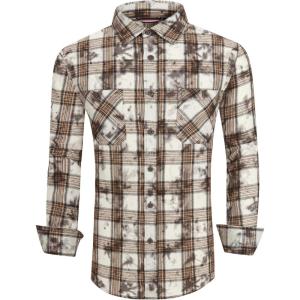 imageAlex Vando Mens Button Down Shirts Regular Fit Long Sleeve Casual Plaid Flannel ShirtSnow Brown