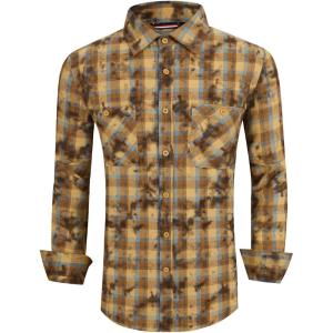 imageAlex Vando Mens Button Down Shirts Regular Fit Long Sleeve Casual Plaid Flannel ShirtSnow Yellow