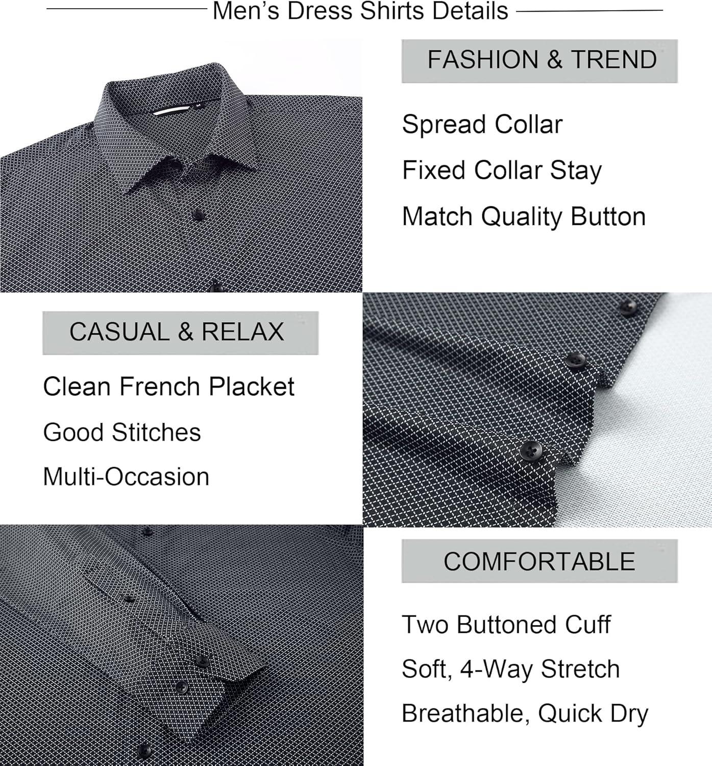imageAlex Vando Mens Print Button Down Shirts Breathable Long Sleeve Regular Fit Knit Dress Shirts for MenBlack Diamond