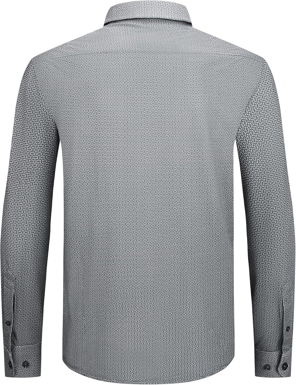 imageAlex Vando Mens Print Button Down Shirts Breathable Long Sleeve Regular Fit Knit Dress Shirts for MenBlack Dots