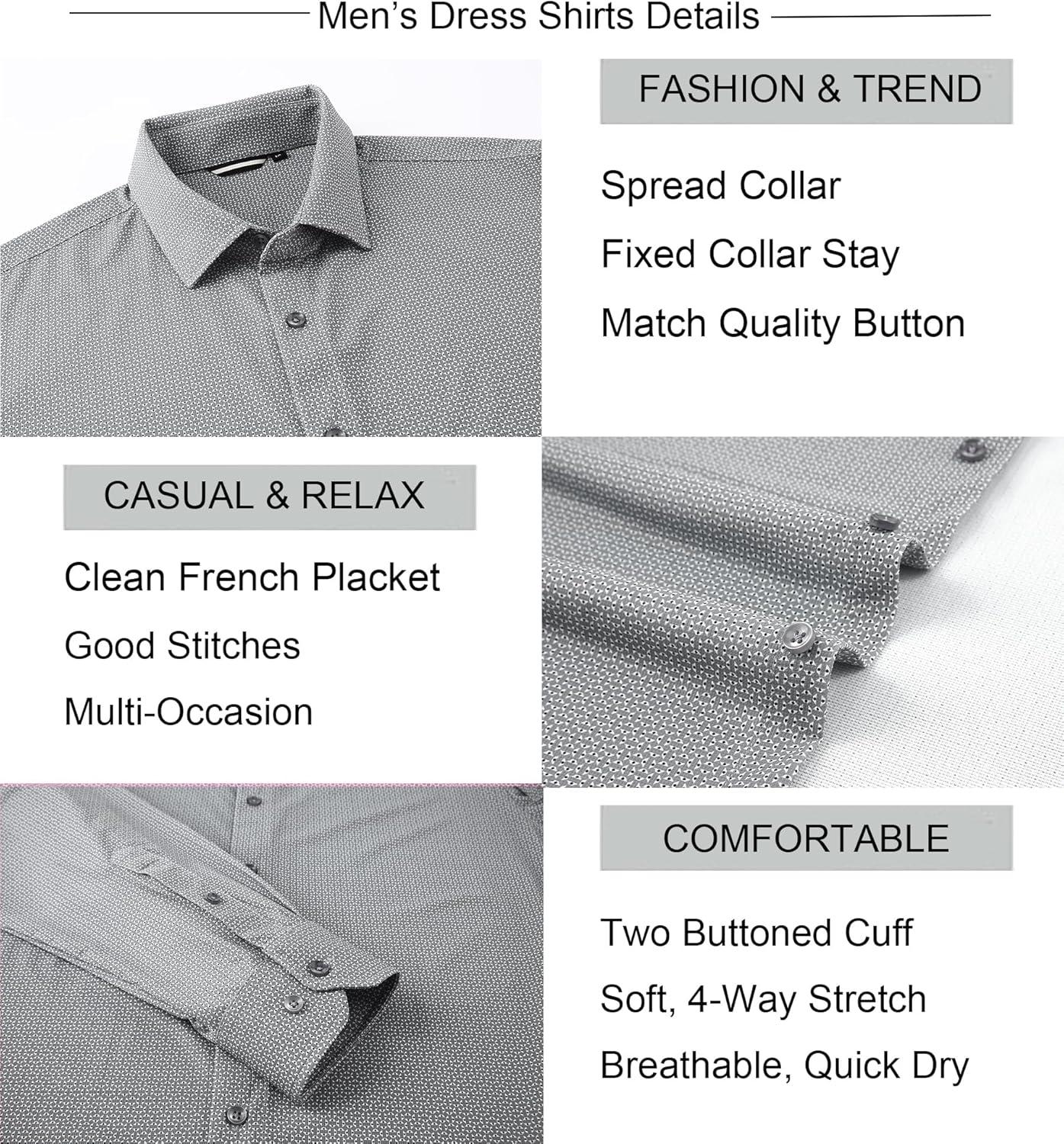 imageAlex Vando Mens Print Button Down Shirts Breathable Long Sleeve Regular Fit Knit Dress Shirts for MenBlack Dots