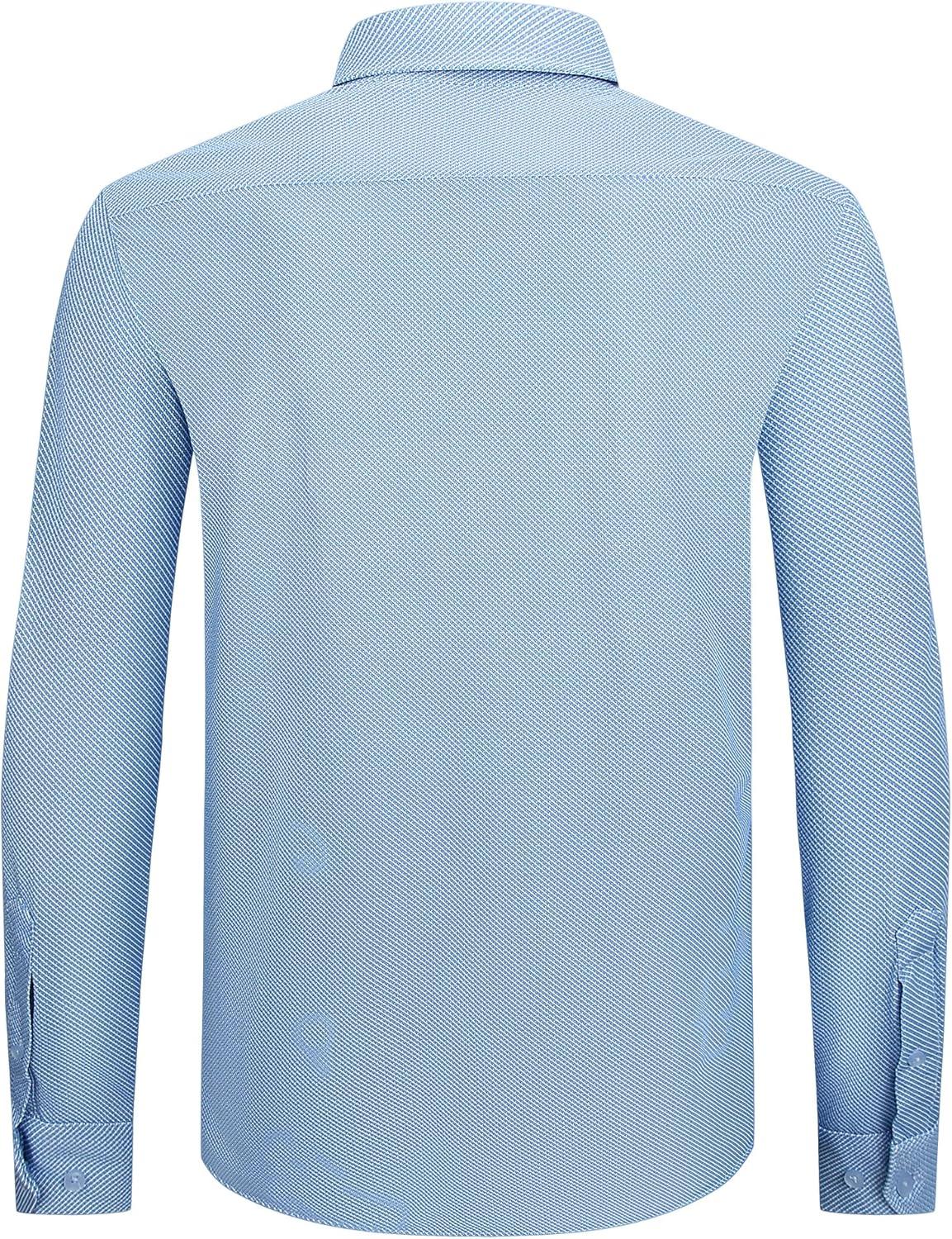 imageAlex Vando Mens Print Button Down Shirts Breathable Long Sleeve Regular Fit Knit Dress Shirts for MenBlue Circle