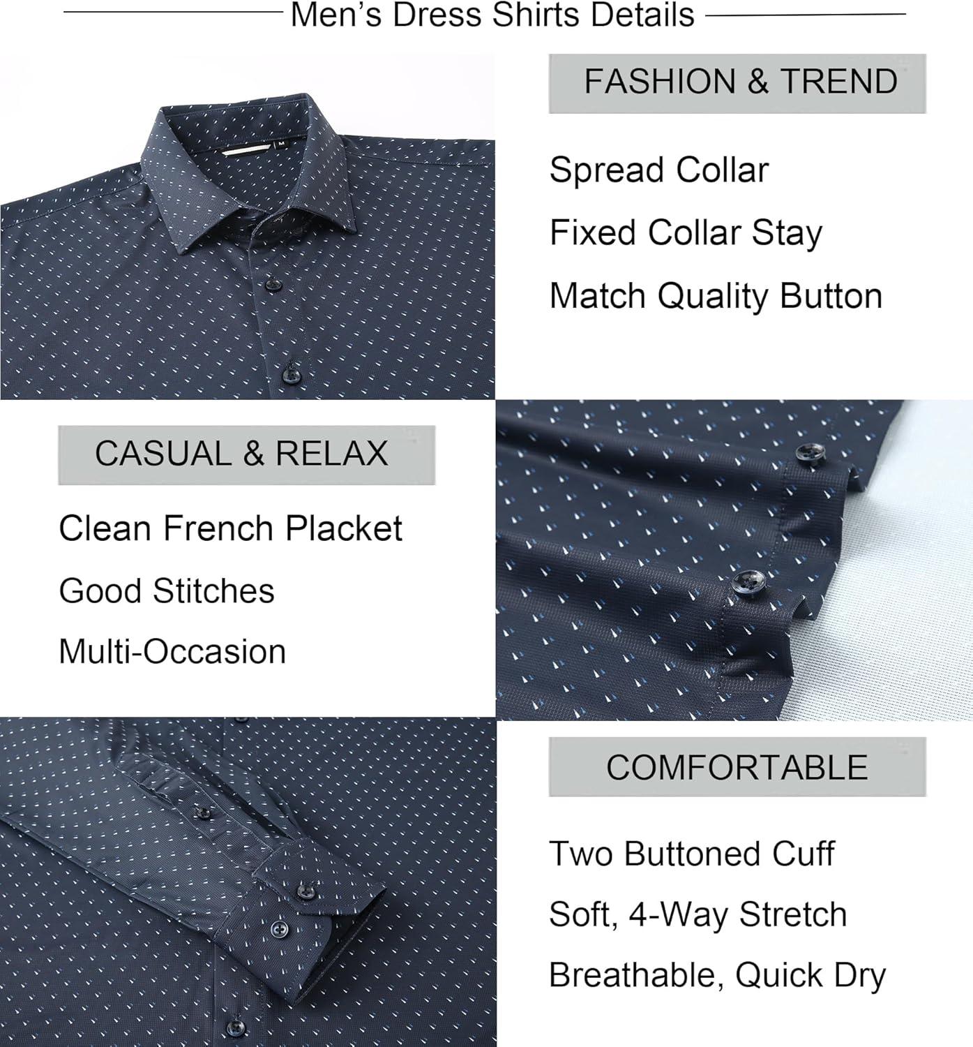 imageAlex Vando Mens Print Button Down Shirts Breathable Long Sleeve Regular Fit Knit Dress Shirts for MenNavy Sail