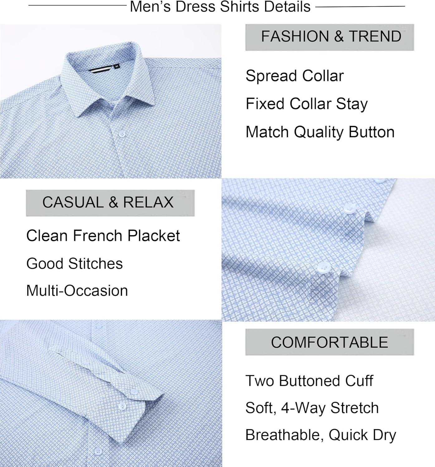 imageAlex Vando Mens Print Button Down Shirts Breathable Long Sleeve Regular Fit Knit Dress Shirts for MenWhite Clover