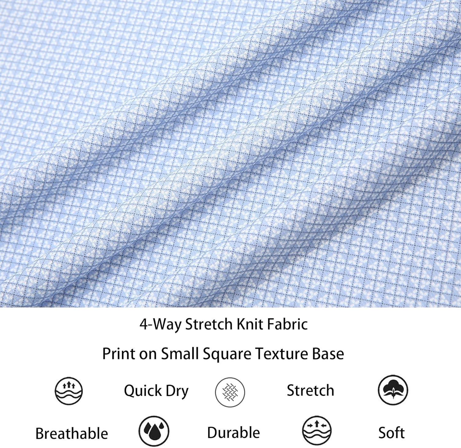 imageAlex Vando Mens Print Button Down Shirts Breathable Long Sleeve Regular Fit Knit Dress Shirts for MenWhite Clover
