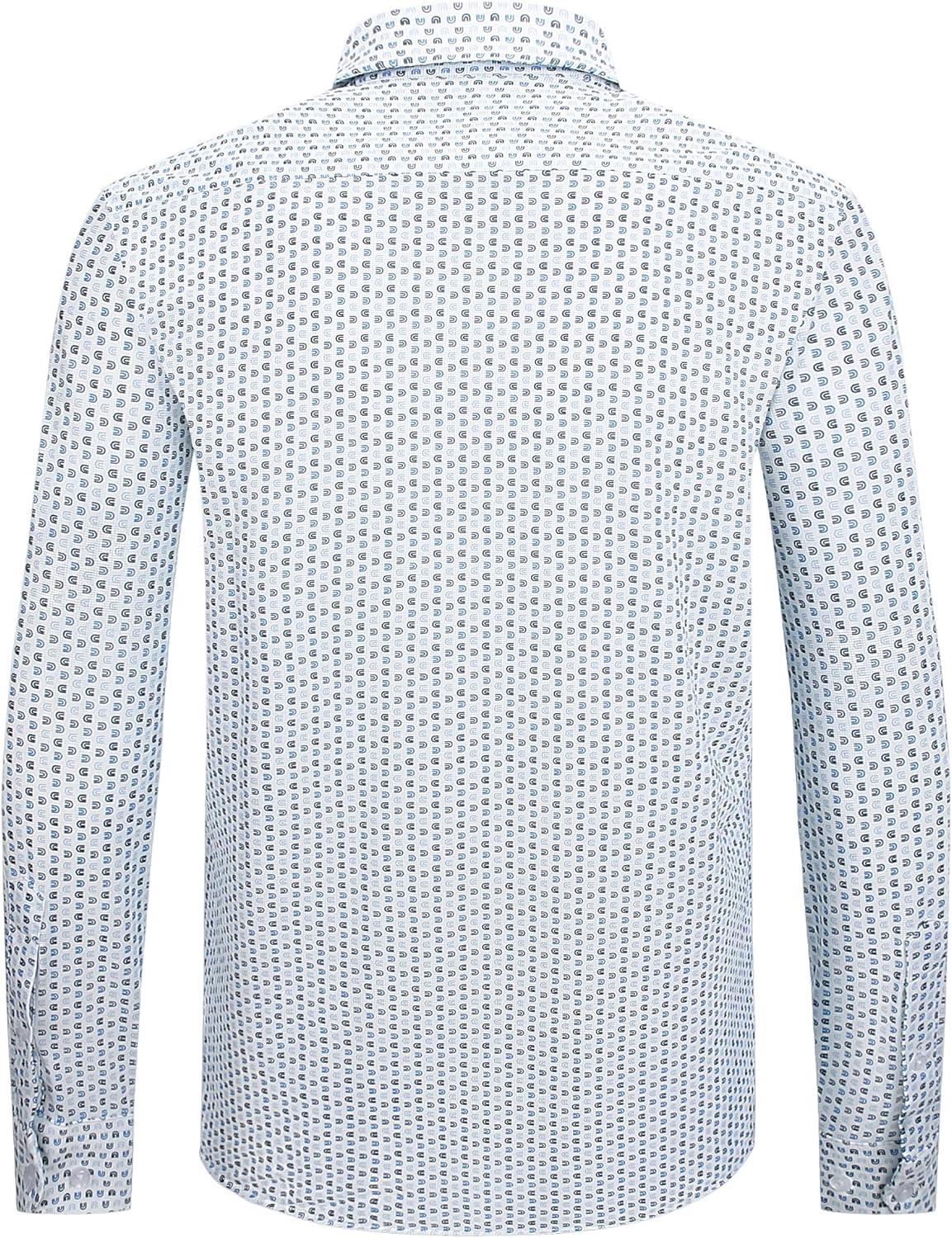 imageAlex Vando Mens Print Button Down Shirts Breathable Long Sleeve Regular Fit Knit Dress Shirts for MenWhite U