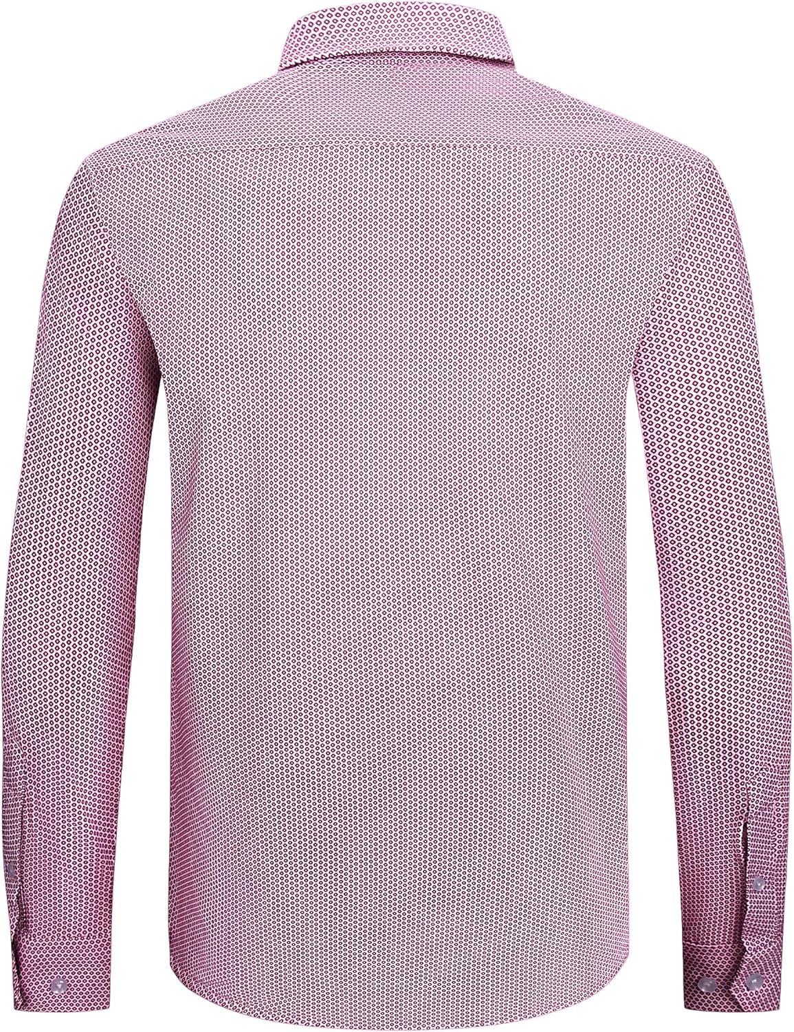 imageAlex Vando Mens Print Button Down Shirts Breathable Long Sleeve Regular Fit Knit Dress Shirts for MenWine Diamond
