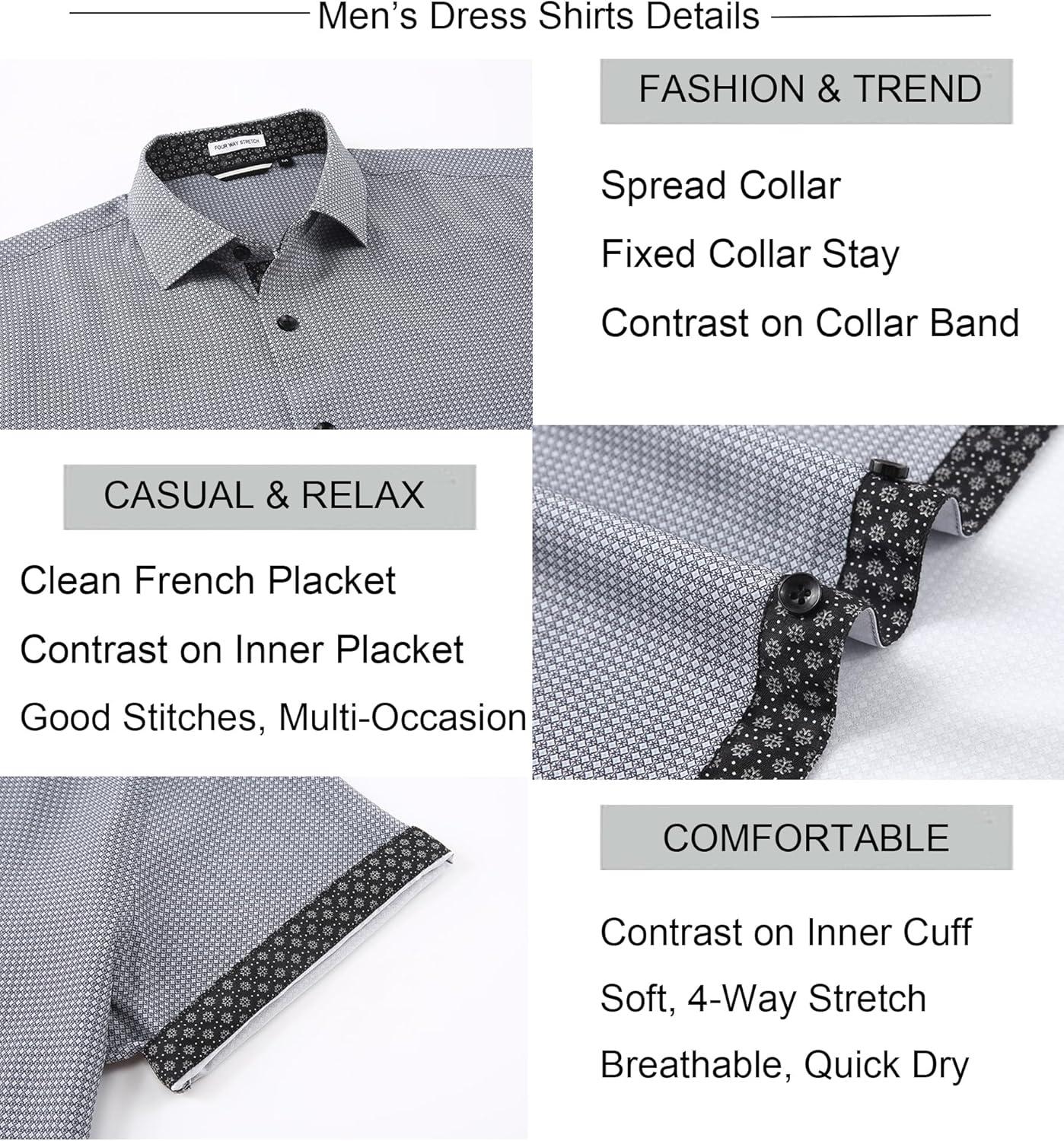 imageAlex Vando Mens Printed Dress Shirts Short Sleeve Easy Care Regular Fit Button Down ShirtBlack Square 4482