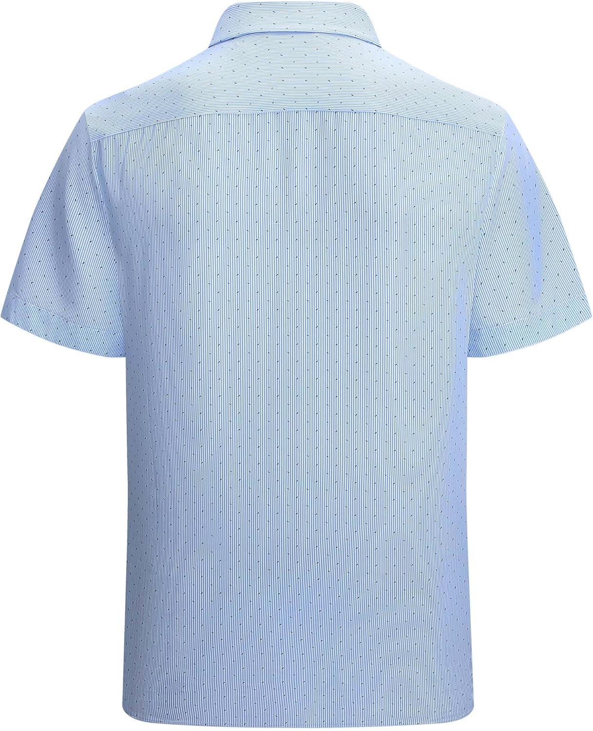 imageAlex Vando Mens Printed Dress Shirts Short Sleeve Easy Care Regular Fit Button Down ShirtBlue Pinstripe 6974