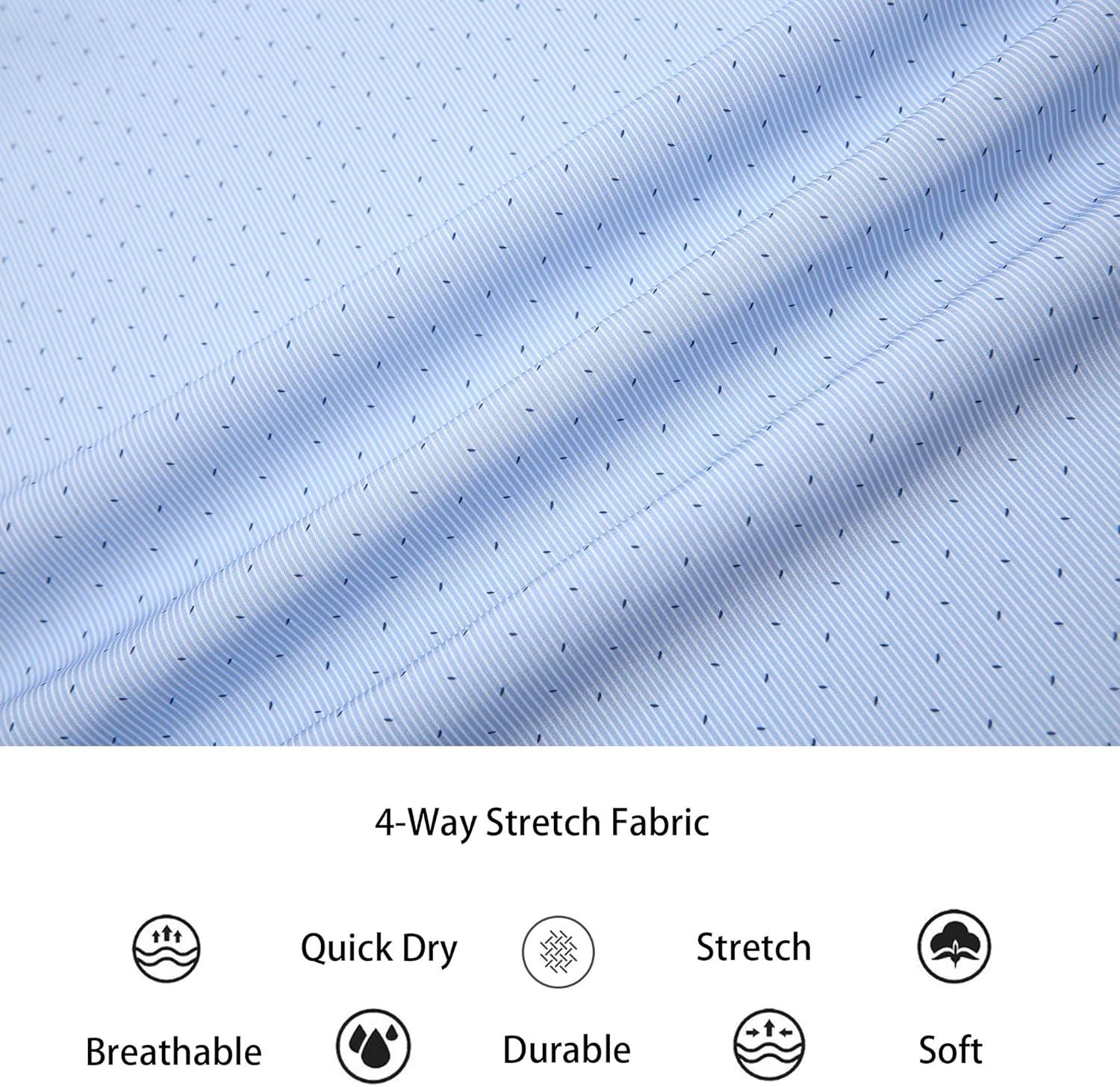 imageAlex Vando Mens Printed Dress Shirts Short Sleeve Easy Care Regular Fit Button Down ShirtBlue Pinstripe 6974