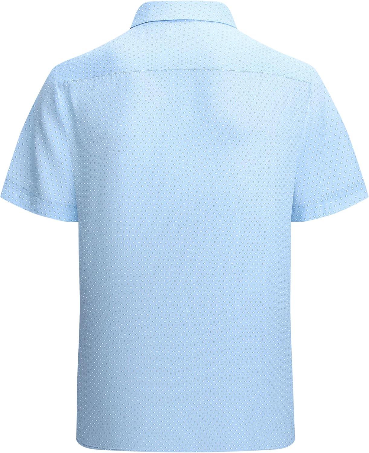 imageAlex Vando Mens Printed Dress Shirts Short Sleeve Easy Care Regular Fit Button Down ShirtBlue Square 4653