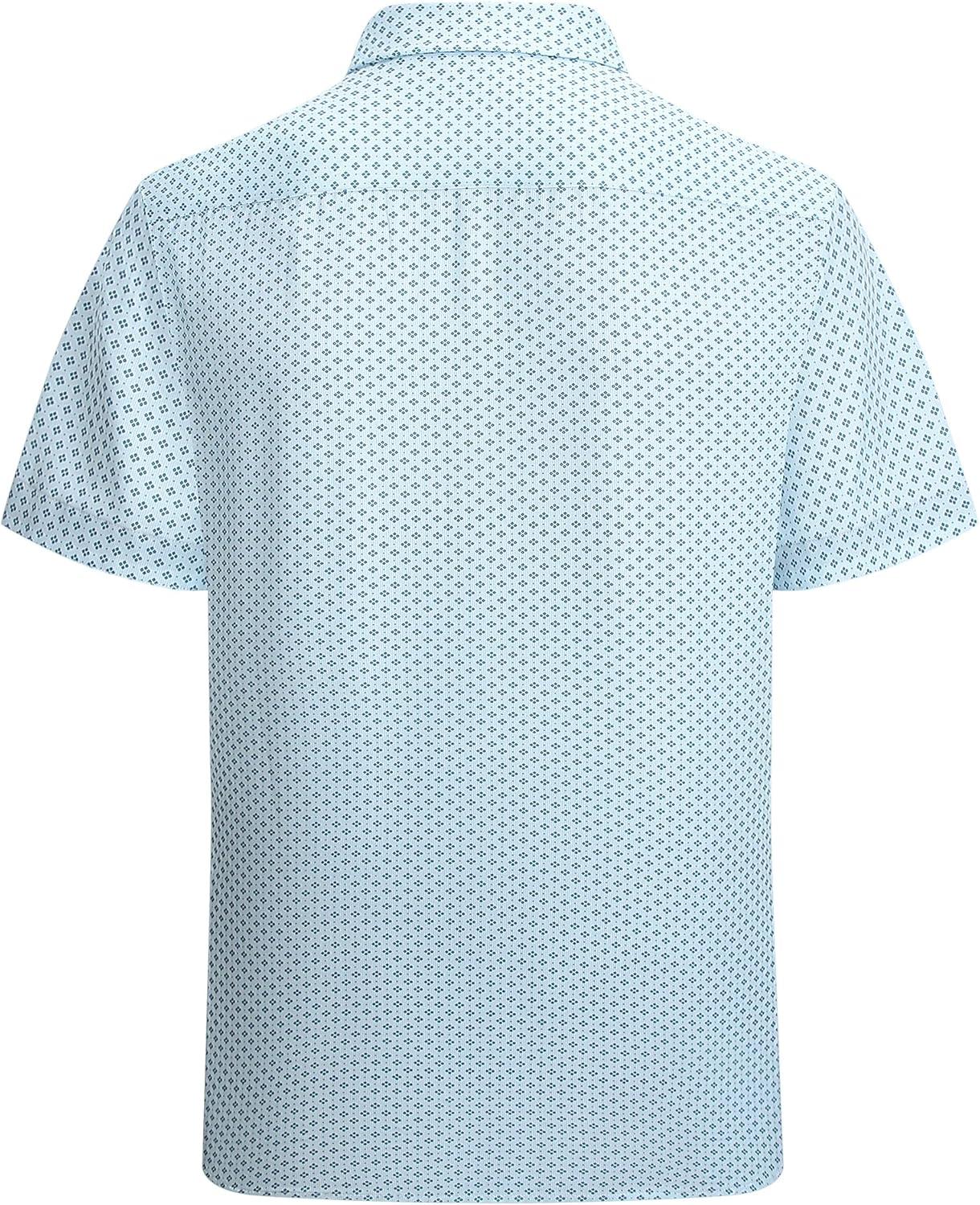 imageAlex Vando Mens Printed Dress Shirts Short Sleeve Easy Care Regular Fit Button Down ShirtBlue Stripe 863