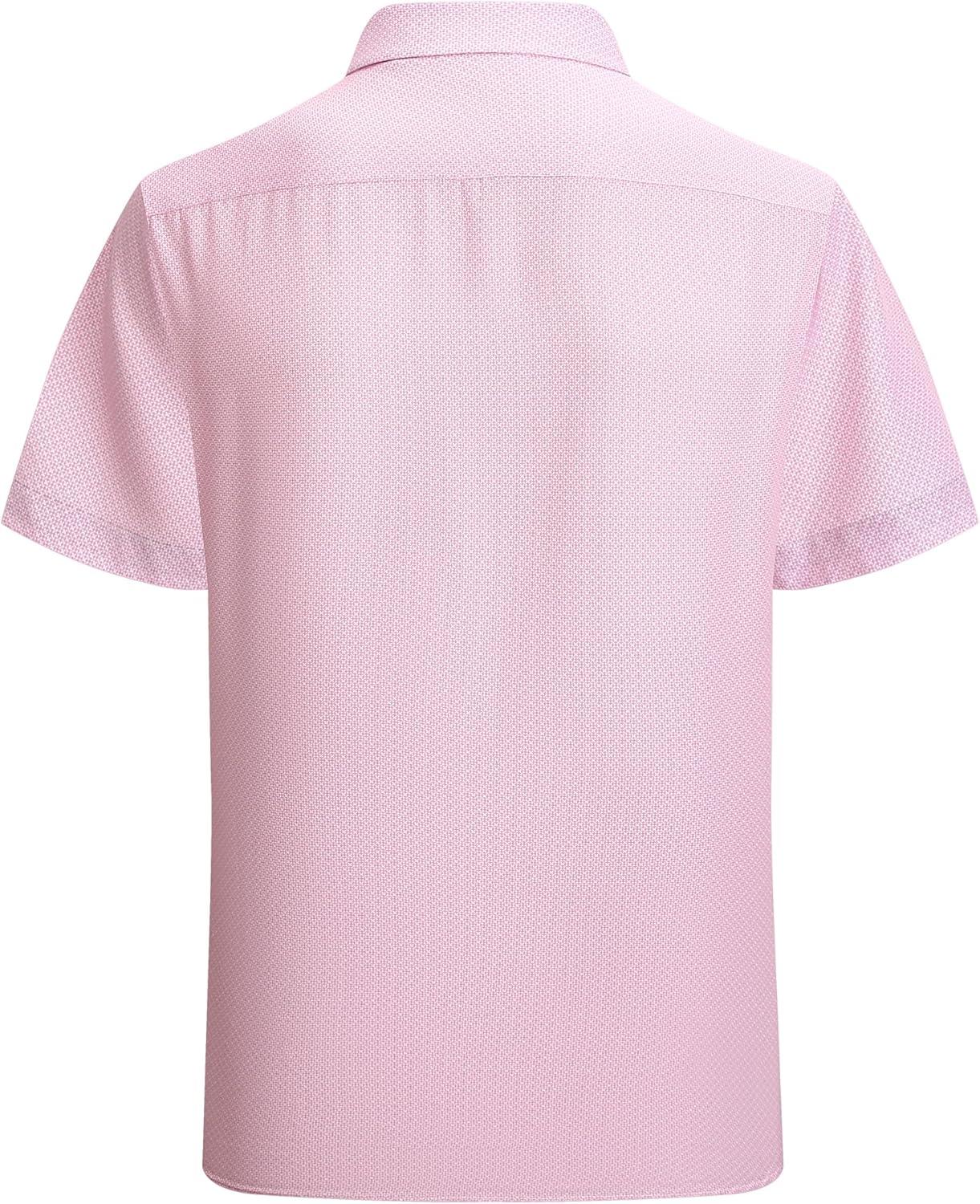 imageAlex Vando Mens Printed Dress Shirts Short Sleeve Easy Care Regular Fit Button Down ShirtPink Cross 4490