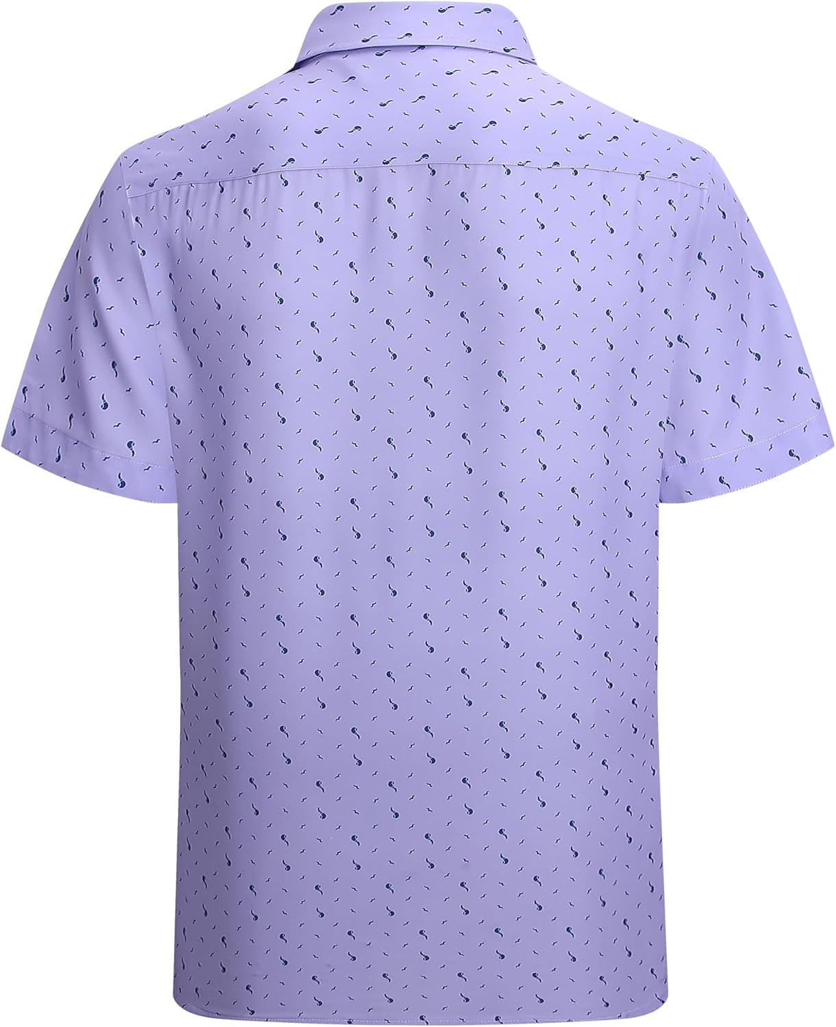 imageAlex Vando Mens Printed Dress Shirts Short Sleeve Easy Care Regular Fit Button Down ShirtPurple Pipe 6370