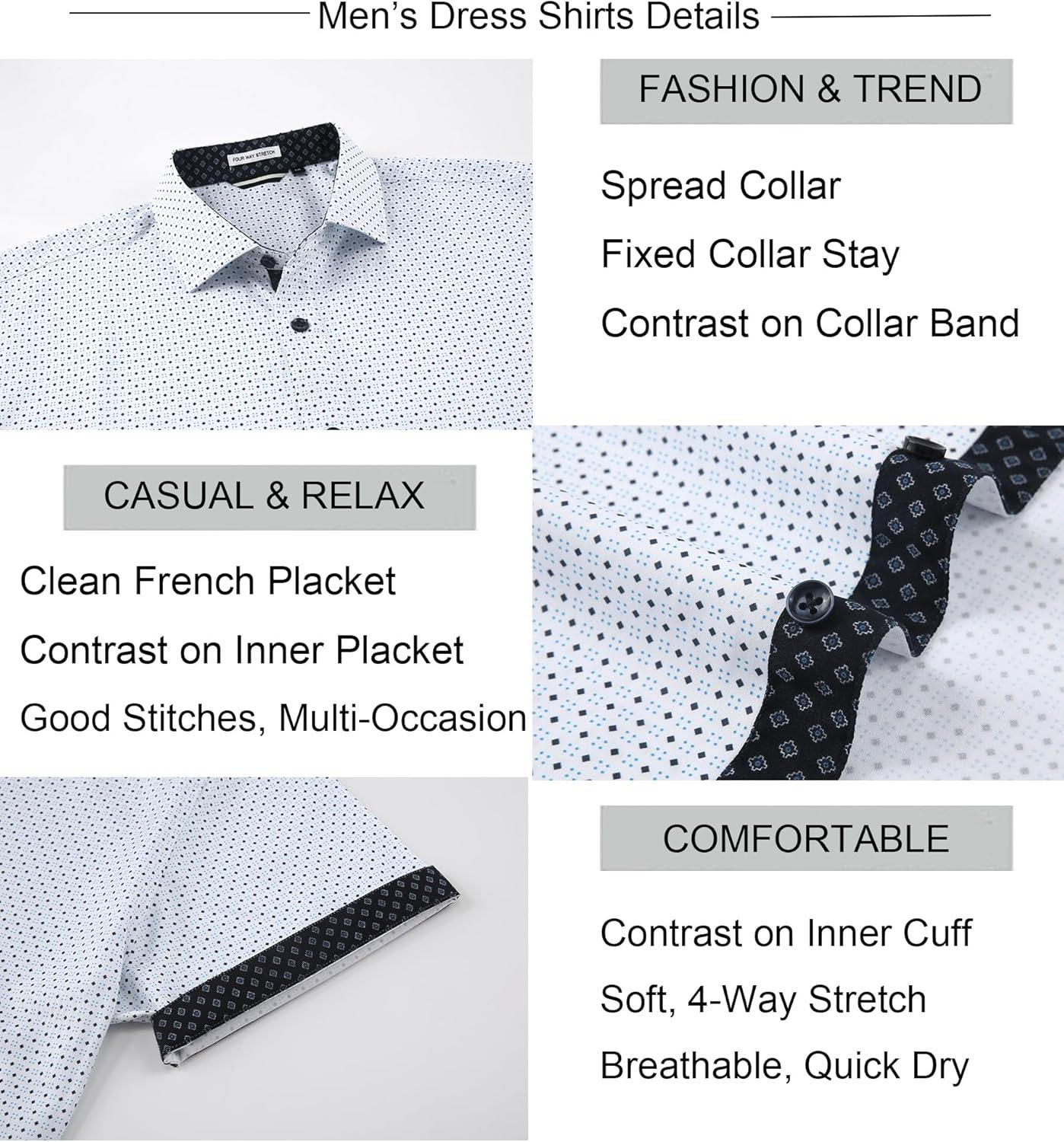 imageAlex Vando Mens Printed Dress Shirts Short Sleeve Easy Care Regular Fit Button Down ShirtTurquoise Dots 4705