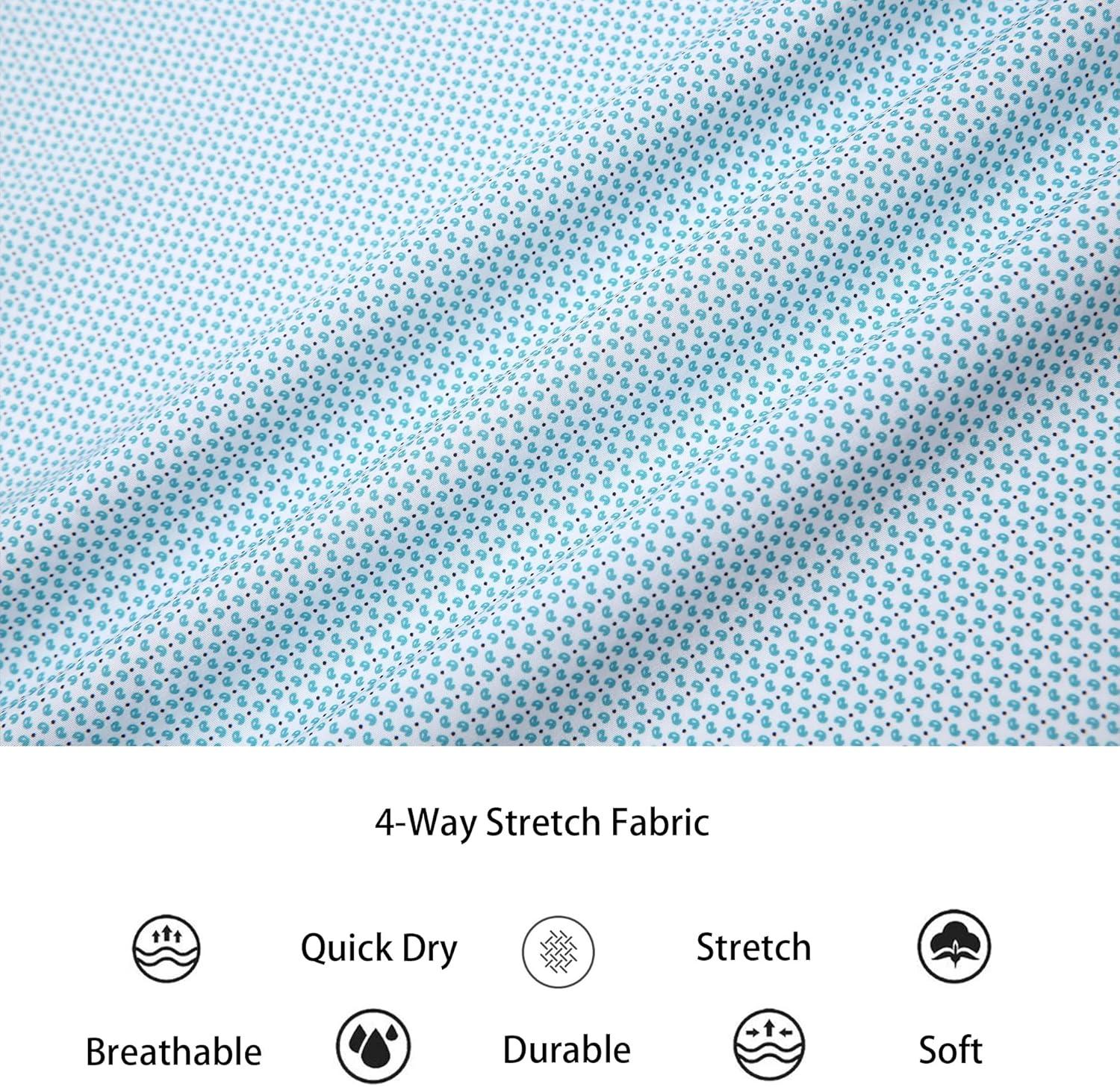 imageAlex Vando Mens Printed Dress Shirts Short Sleeve Easy Care Regular Fit Button Down ShirtTurquoise Paisley 1670