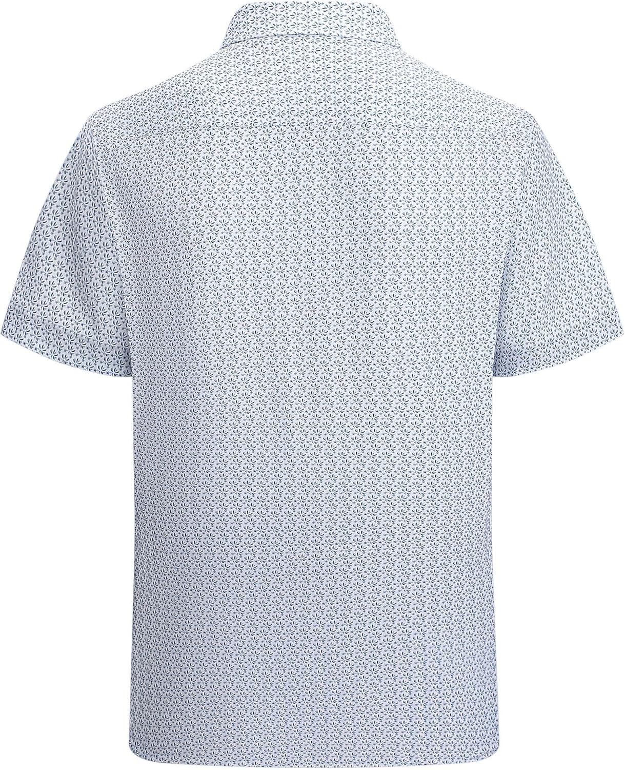 imageAlex Vando Mens Printed Dress Shirts Short Sleeve Easy Care Regular Fit Button Down ShirtWhite Palm 6495