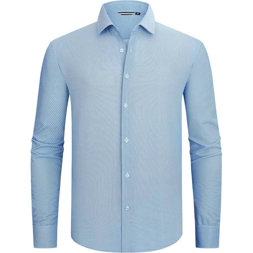 imageAlex Vando Mens Print Button Down Shirts Breathable Long Sleeve Regular Fit Knit Dress Shirts for MenBlue Circle