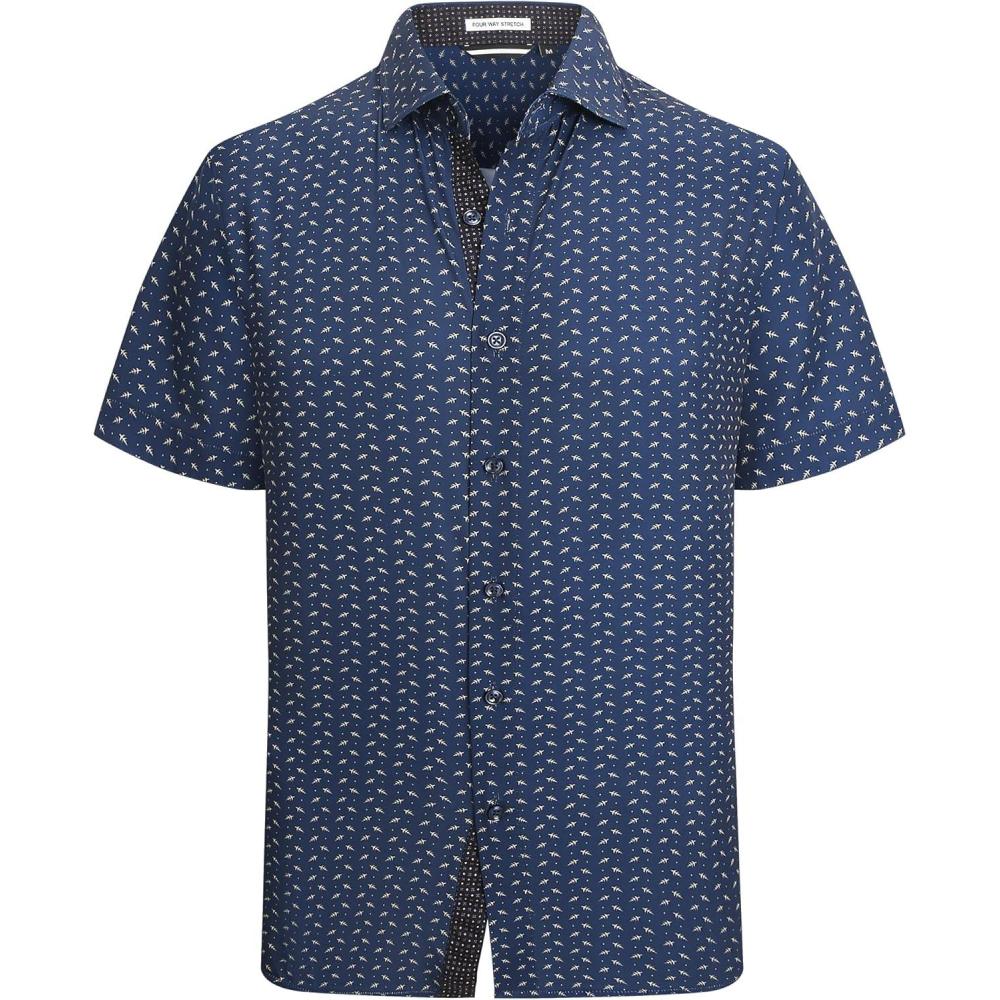 imageAlex Vando Mens Printed Dress Shirts Short Sleeve Easy Care Regular Fit Button Down ShirtBlack Tree 402