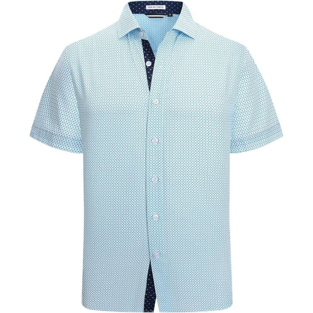 imageAlex Vando Mens Printed Dress Shirts Short Sleeve Easy Care Regular Fit Button Down ShirtTurquoise Paisley 1670