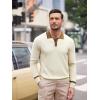 imageAlex Vando Mens Knit Polo Shirts Long Sleeve Sweater Casual Fashion Classic Button Down Polo ShirtsApricot