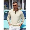 imageAlex Vando Mens Knit Polo Shirts Long Sleeve Sweater Casual Fashion Classic Button Down Polo ShirtsApricot