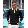 imageAlex Vando Mens Knit Polo Shirts Long Sleeve Sweater Casual Fashion Classic Button Down Polo ShirtsBlack