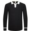 imageAlex Vando Mens Knit Polo Shirts Long Sleeve Sweater Casual Fashion Classic Button Down Polo ShirtsBlack