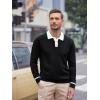 imageAlex Vando Mens Knit Polo Shirts Long Sleeve Sweater Casual Fashion Classic Button Down Polo ShirtsBlack