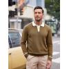 imageAlex Vando Mens Knit Polo Shirts Long Sleeve Sweater Casual Fashion Classic Button Down Polo ShirtsBrown