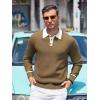 imageAlex Vando Mens Knit Polo Shirts Long Sleeve Sweater Casual Fashion Classic Button Down Polo ShirtsBrown