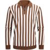 imageAlex Vando Mens Knit Polo Shirts Long Sleeve Sweater Casual Fashion Classic Button Down Polo ShirtsBrownWhite