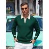 imageAlex Vando Mens Knit Polo Shirts Long Sleeve Sweater Casual Fashion Classic Button Down Polo ShirtsGreen