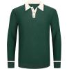 imageAlex Vando Mens Knit Polo Shirts Long Sleeve Sweater Casual Fashion Classic Button Down Polo ShirtsGreen
