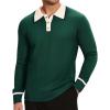 imageAlex Vando Mens Knit Polo Shirts Long Sleeve Sweater Casual Fashion Classic Button Down Polo ShirtsGreen
