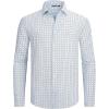 imageAlex Vando Mens Print Button Down Shirts Breathable Long Sleeve Regular Fit Knit Dress Shirts for MenWhite U