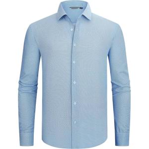 imageAlex Vando Mens Print Button Down Shirts Breathable Long Sleeve Regular Fit Knit Dress Shirts for MenBlue Circle