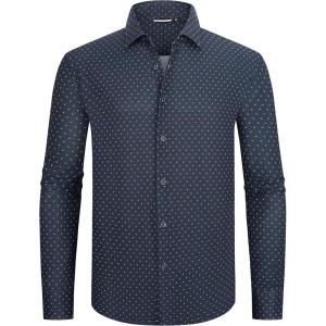 imageAlex Vando Mens Print Button Down Shirts Breathable Long Sleeve Regular Fit Knit Dress Shirts for MenNavy Sail