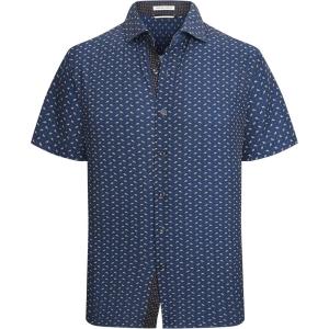 imageAlex Vando Mens Printed Dress Shirts Short Sleeve Easy Care Regular Fit Button Down ShirtBlack Tree 402