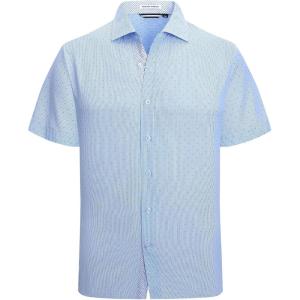 imageAlex Vando Mens Printed Dress Shirts Short Sleeve Easy Care Regular Fit Button Down ShirtBlue Pinstripe 6974
