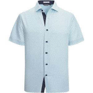 imageAlex Vando Mens Printed Dress Shirts Short Sleeve Easy Care Regular Fit Button Down ShirtBlue Stripe 863