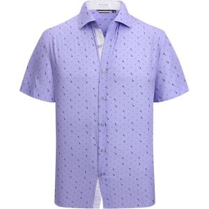 imageAlex Vando Mens Printed Dress Shirts Short Sleeve Easy Care Regular Fit Button Down ShirtPurple Pipe 6370