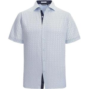 imageAlex Vando Mens Printed Dress Shirts Short Sleeve Easy Care Regular Fit Button Down ShirtWhite Palm 6495